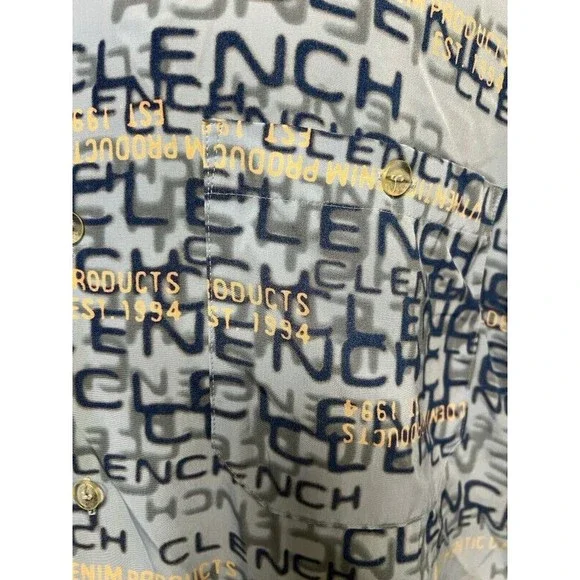 Clench Jeans Blue Clench All Over Print Button Up Shirt Mens Size XL - Picture 4 of 8